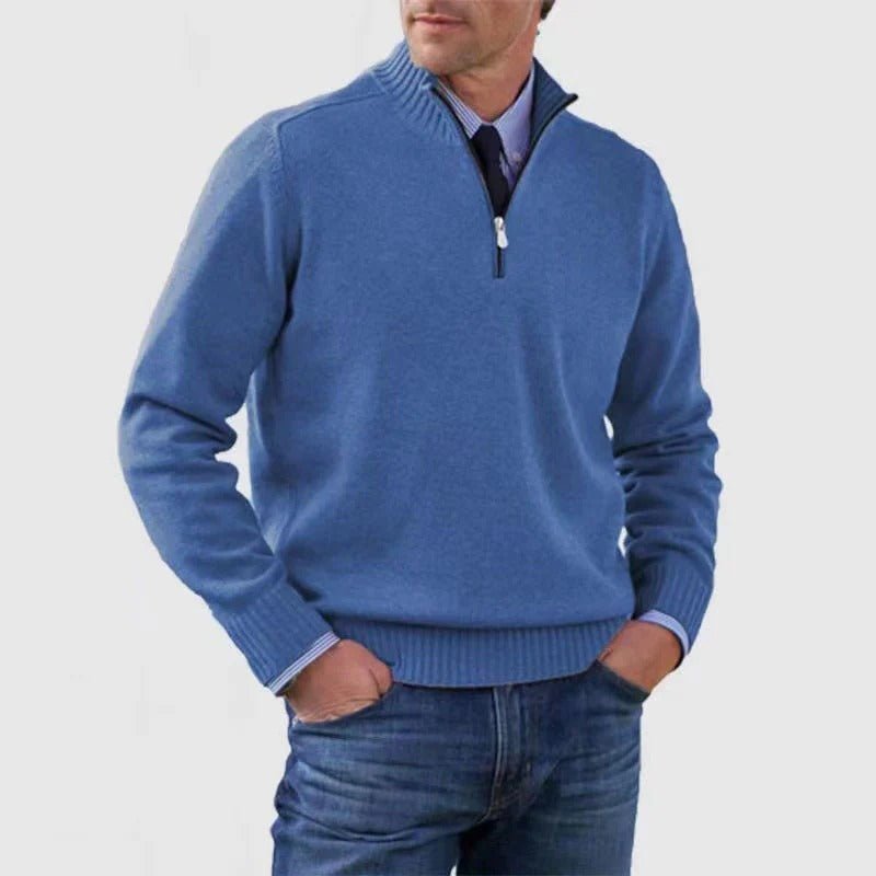Men's Quarter-Zip Jumper - Blue