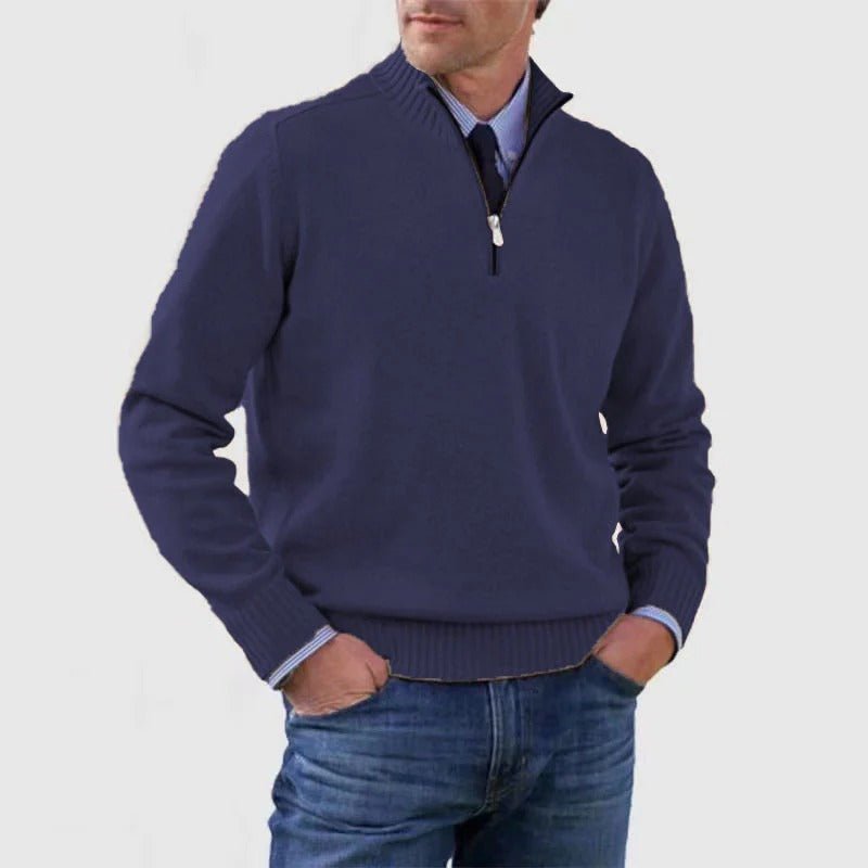 Men's Quarter-Zip Jumper - Dark Blue