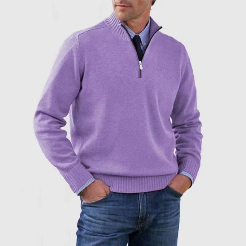 Men's Quarter-Zip Jumper - Purple