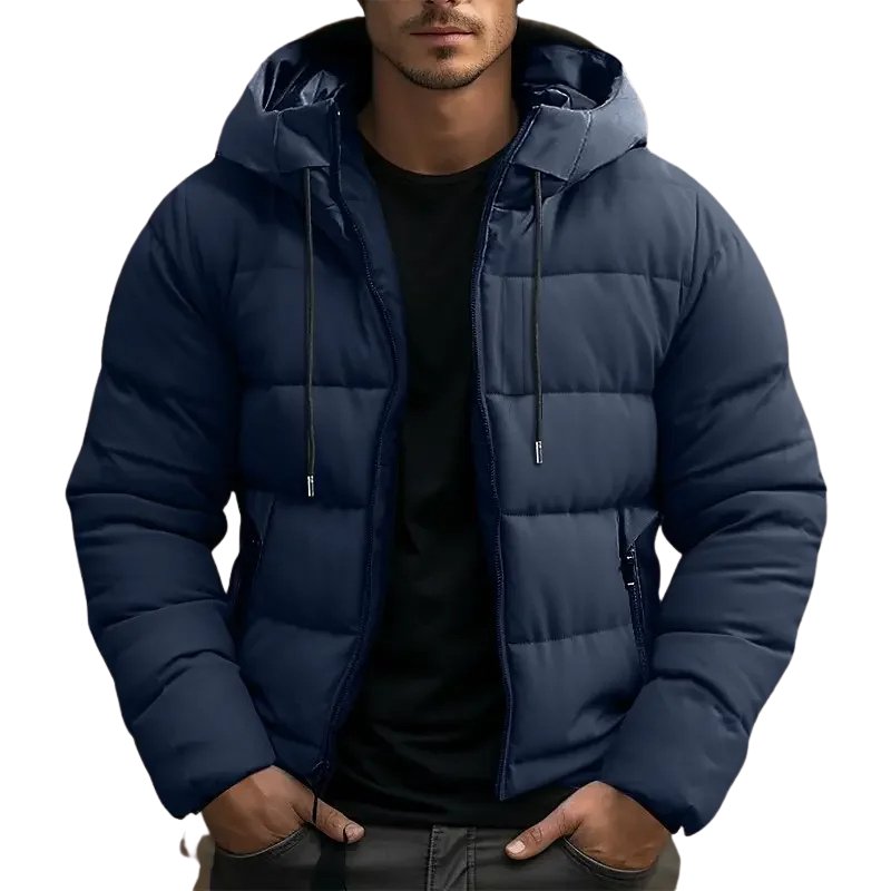 Men's Puffer Jacket - Navy Blue