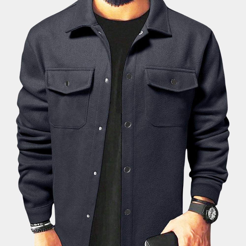 Men's Wool Shacket - Navy Blue