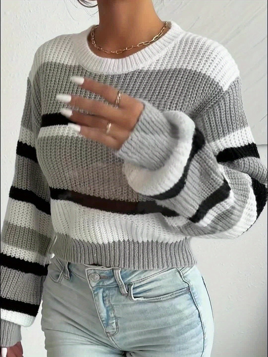 Women's Striped Cropped Jumper