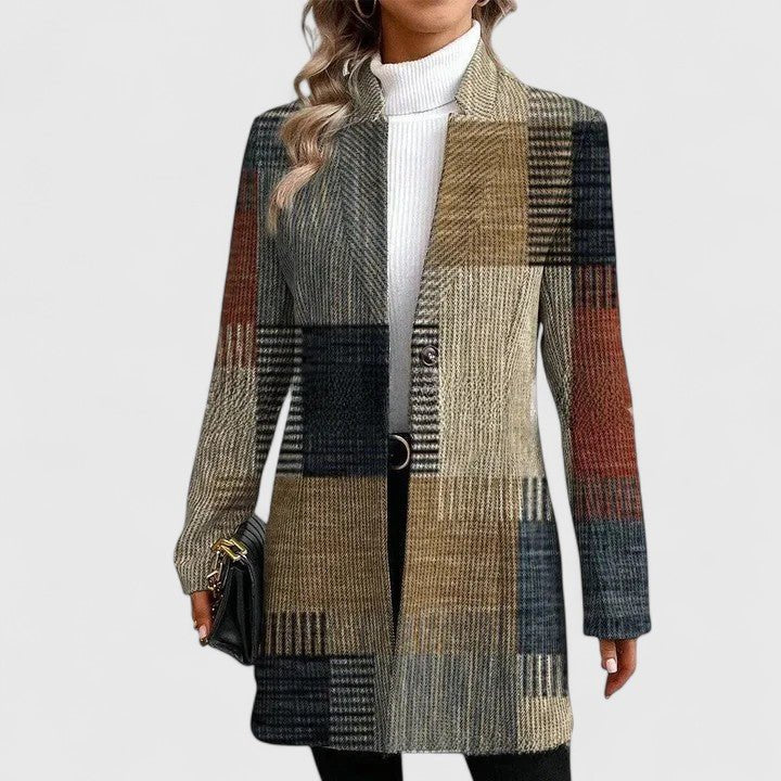 Women's Plaid Wool Blazer Coat