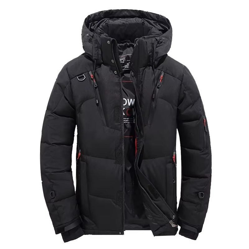 Men's Hooded Puffer Jacket - Black