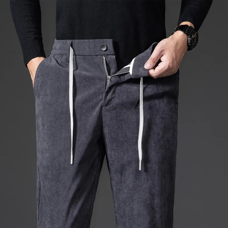 Men's Straight Corduroy Trousers - Grey