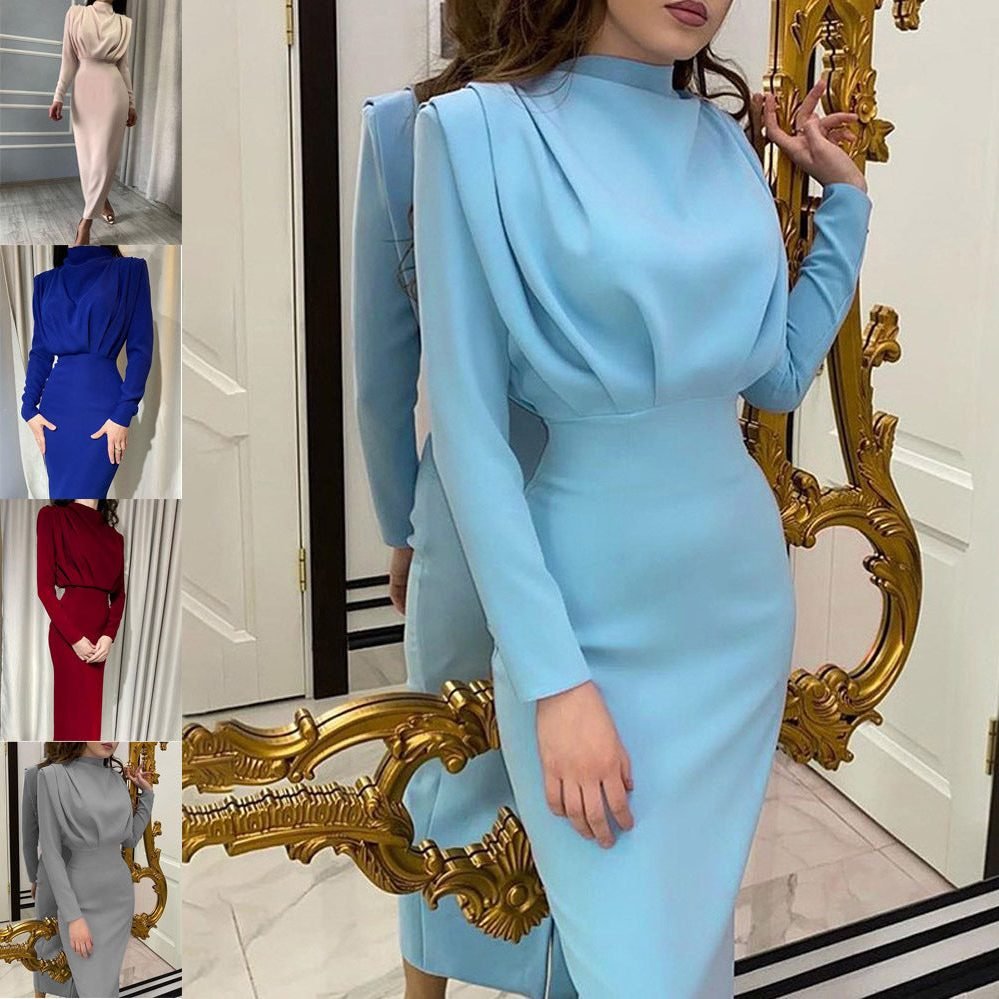 Women's Satin Bodycon Cocktail Dress