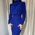 Women's Satin Bodycon Cocktail Dress - Royal blue