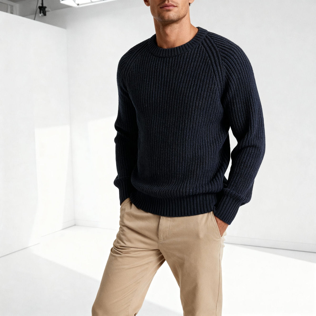 Men's Chunky Ribbed Crewneck Jumper