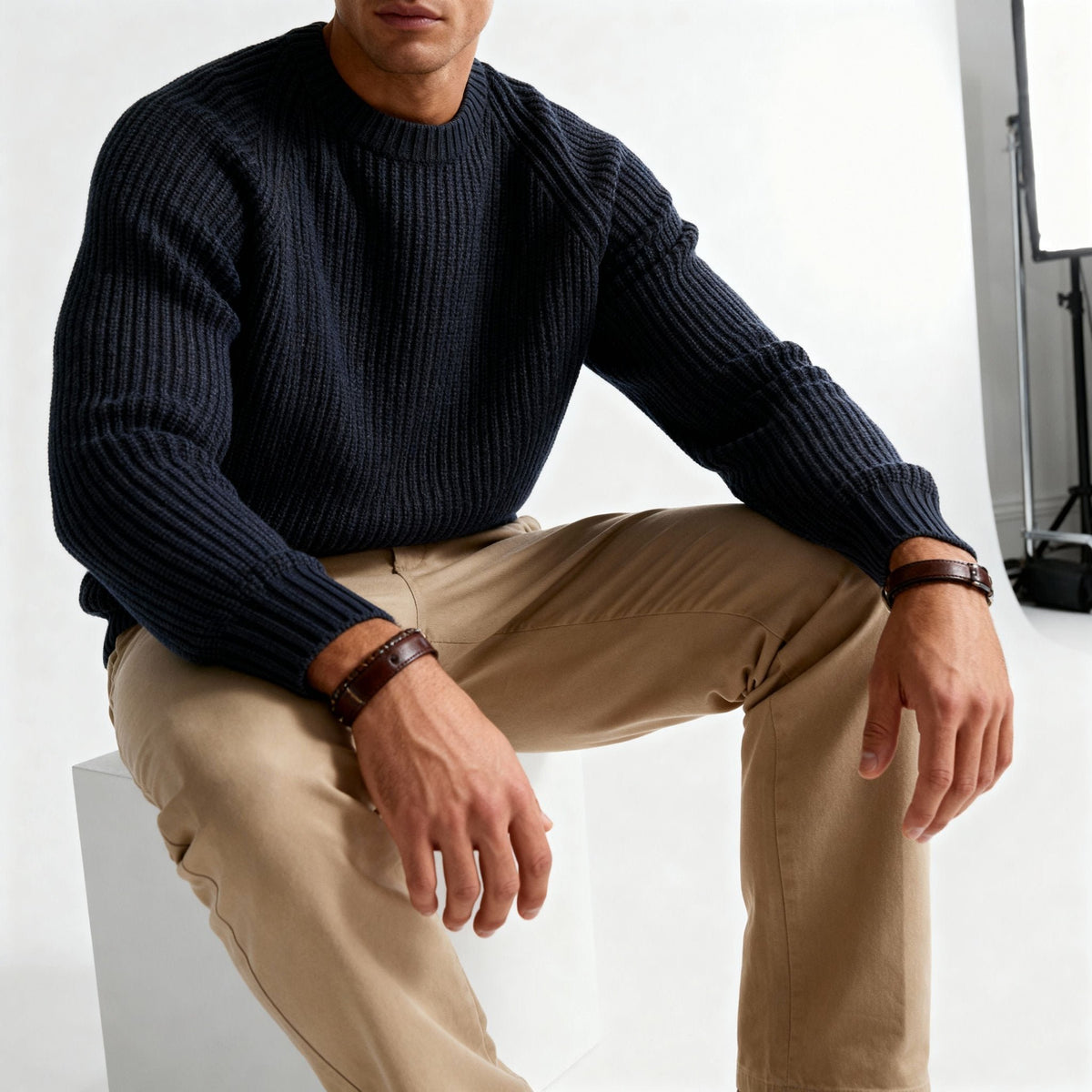 Men's Chunky Ribbed Crewneck Jumper