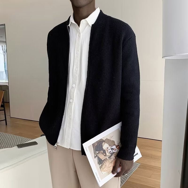 Men's Ribbed-Knit Zip-Up Cardigan