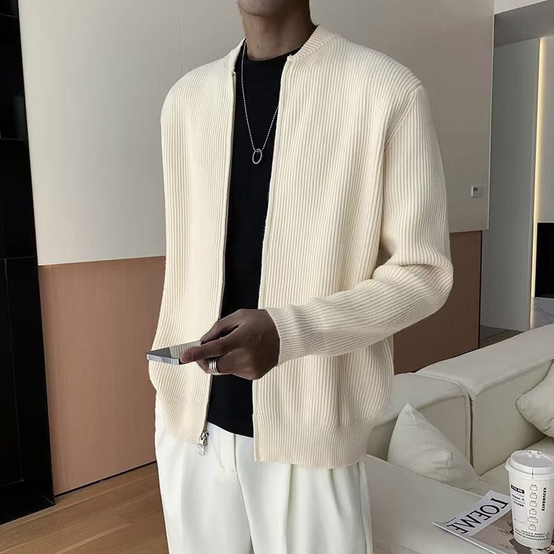Men's Ribbed-Knit Zip-Up Cardigan