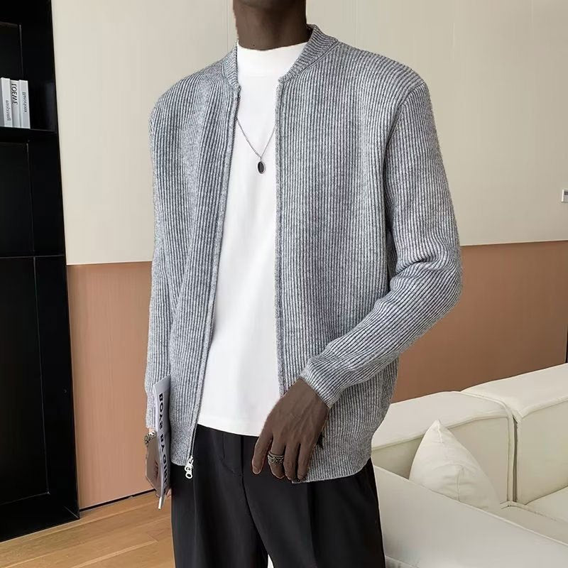 Men's Ribbed-Knit Zip-Up Cardigan