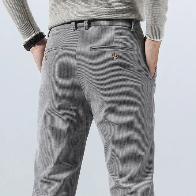 Men's Slim Corduroy Trousers - Grey