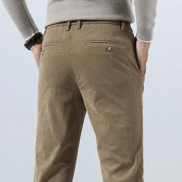 Men's Slim Corduroy Trousers - Khaki