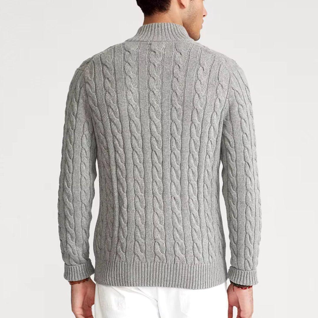 Men's Quarter-Zip Cable Knit Jumper