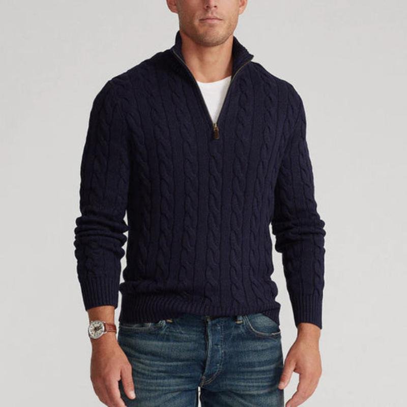 Men's Quarter-Zip Cable Knit Jumper