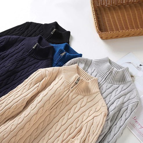 Men's Quarter-Zip Cable Knit Jumper