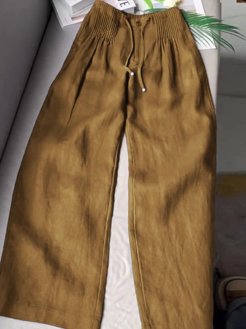 Women's Wide-Leg Trousers - Khaki