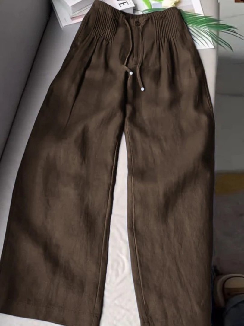Women's Wide-Leg Trousers - Coffee Brown