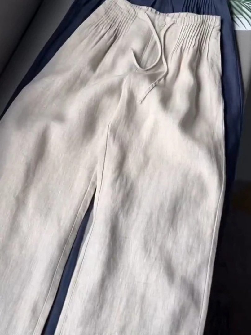 Women's Wide-Leg Trousers - Apricot