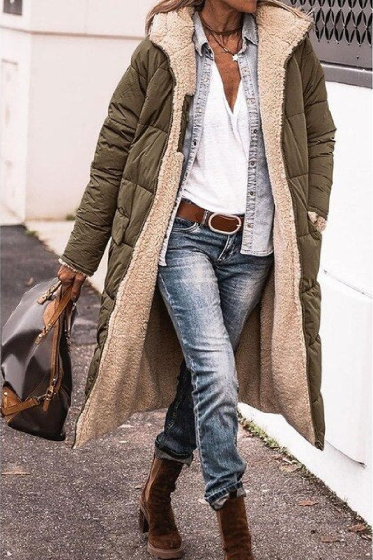 Women's Oversized Puffer Coat - Army Green