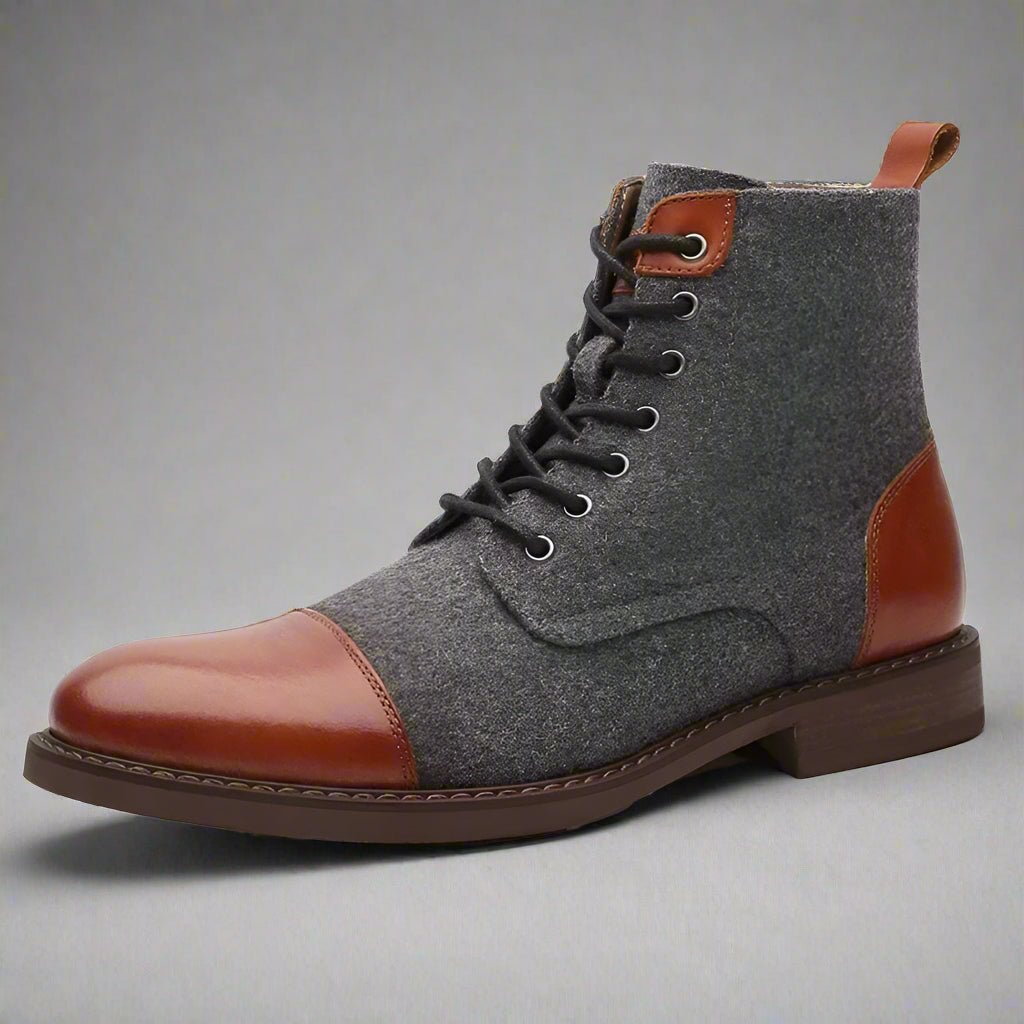 Men's Cap-Toe Wool-Blend Ankle Boots