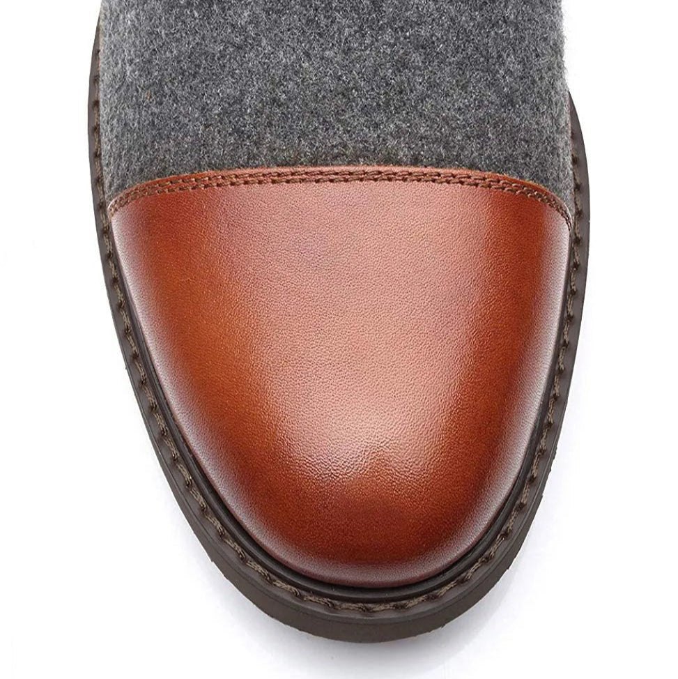 Men's Cap-Toe Wool-Blend Ankle Boots