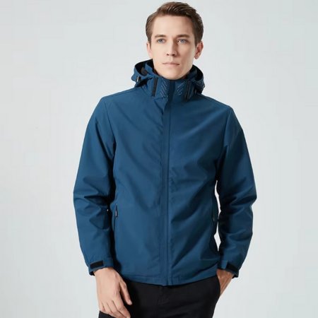 Men's Hooded Windbreaker Jacket - Blue