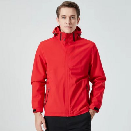 Men's Hooded Windbreaker Jacket - Red