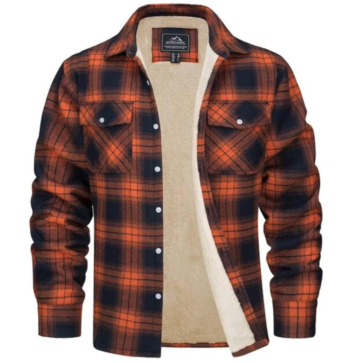 Men's Plaid Shirt Jacket - Orange