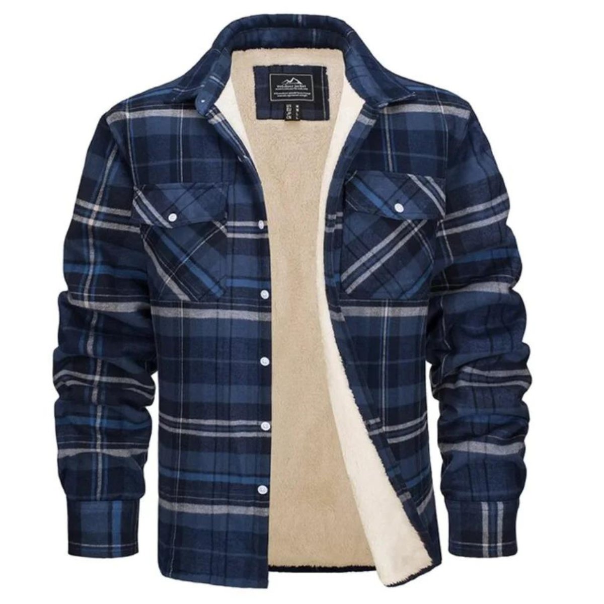 Men's Plaid Shirt Jacket - Blue-gray