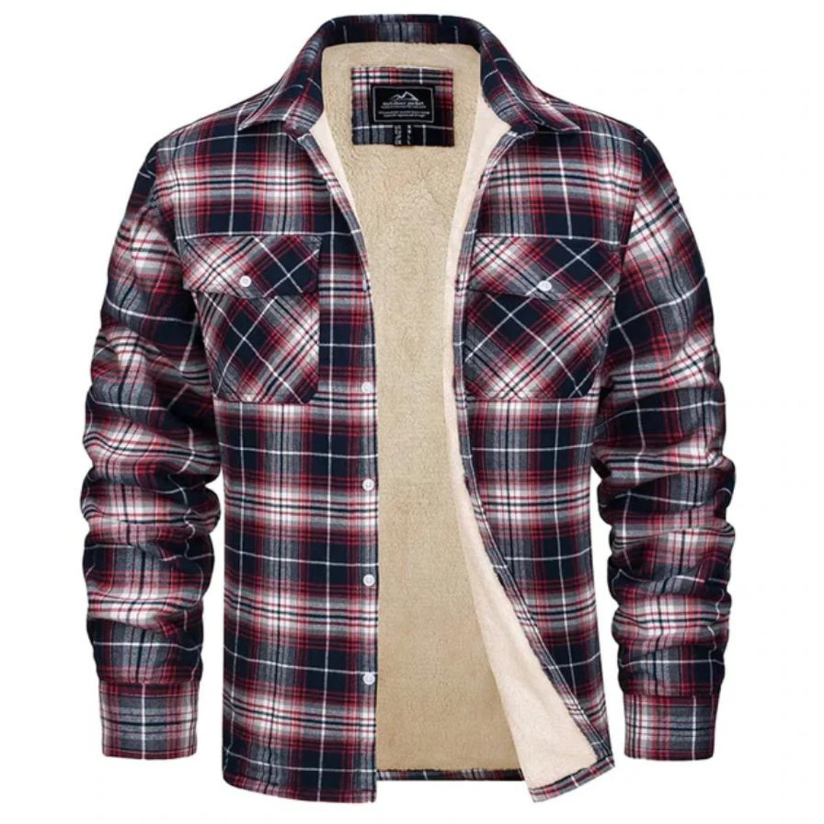 Men's Plaid Shirt Jacket - Red