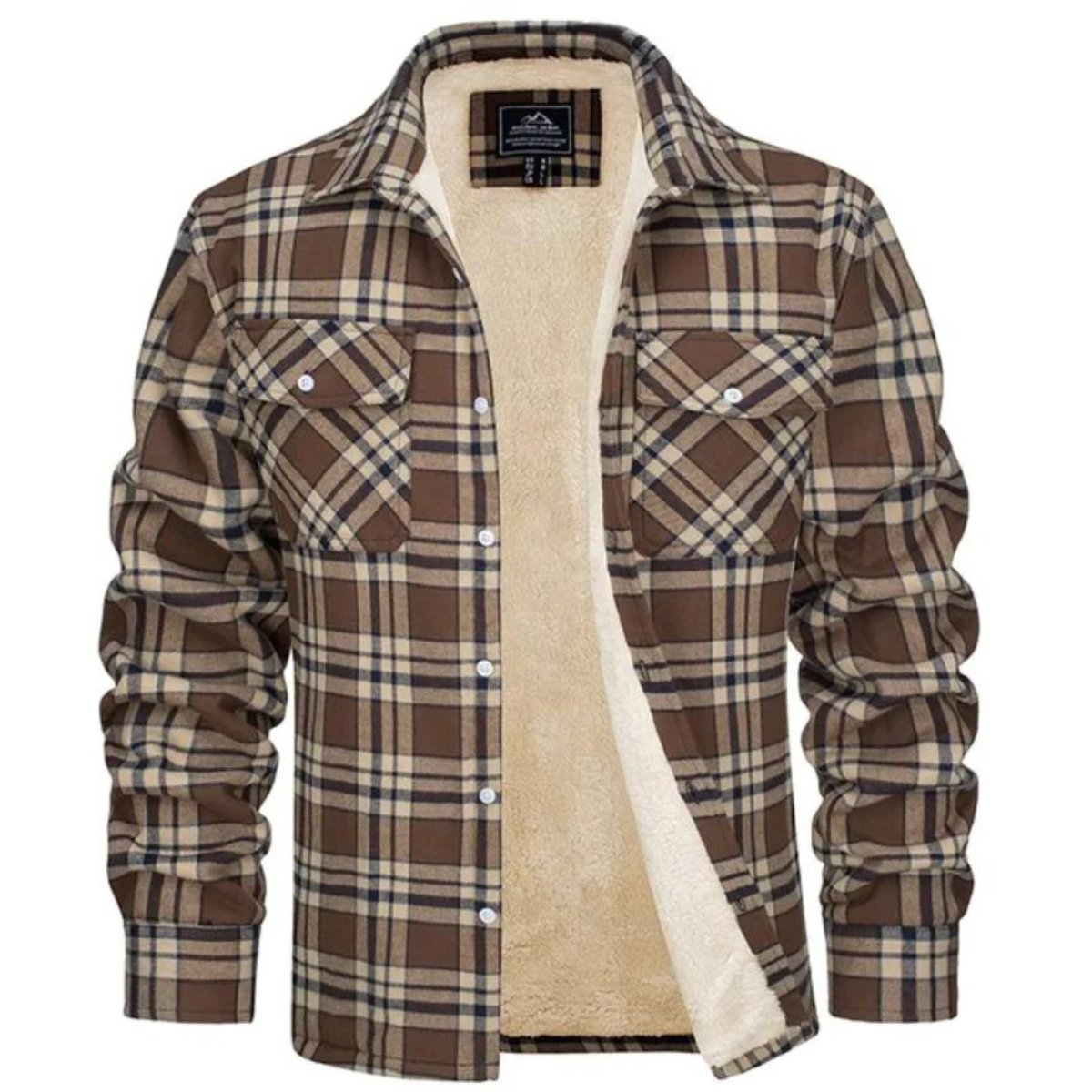 Men's Plaid Shirt Jacket - Khaki