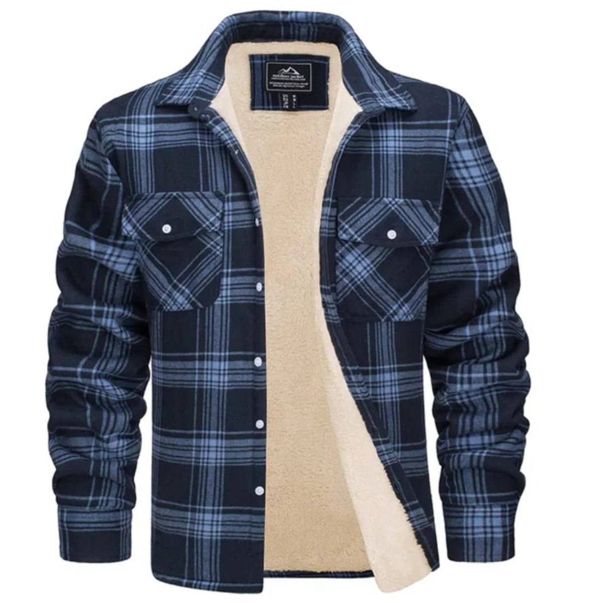 Men's Plaid Shirt Jacket - Navy Blue