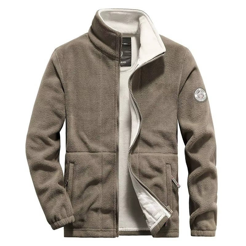 Men's Polar Fleece Zip-Up Jacket - Khaki