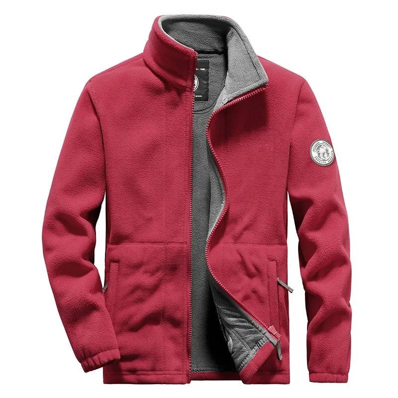 Men's Polar Fleece Zip-Up Jacket - Red