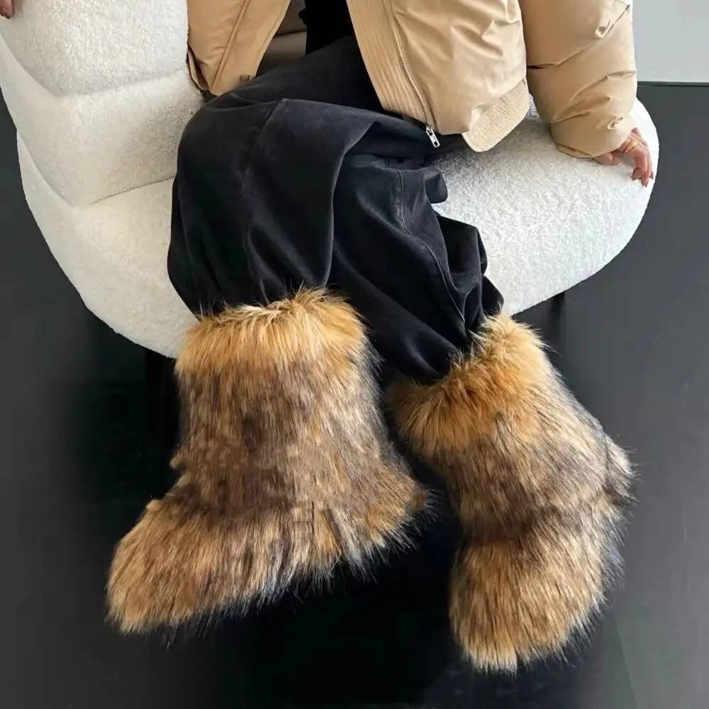Women's Faux Fur Mid-Calf Ankle Boots