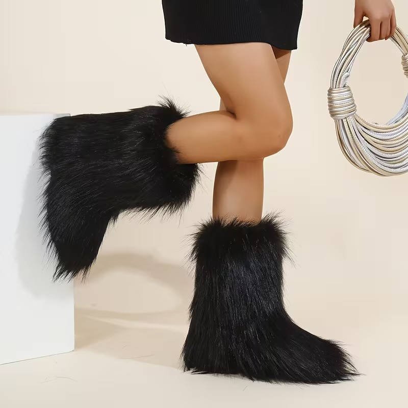 Women's Faux Fur Mid-Calf Ankle Boots