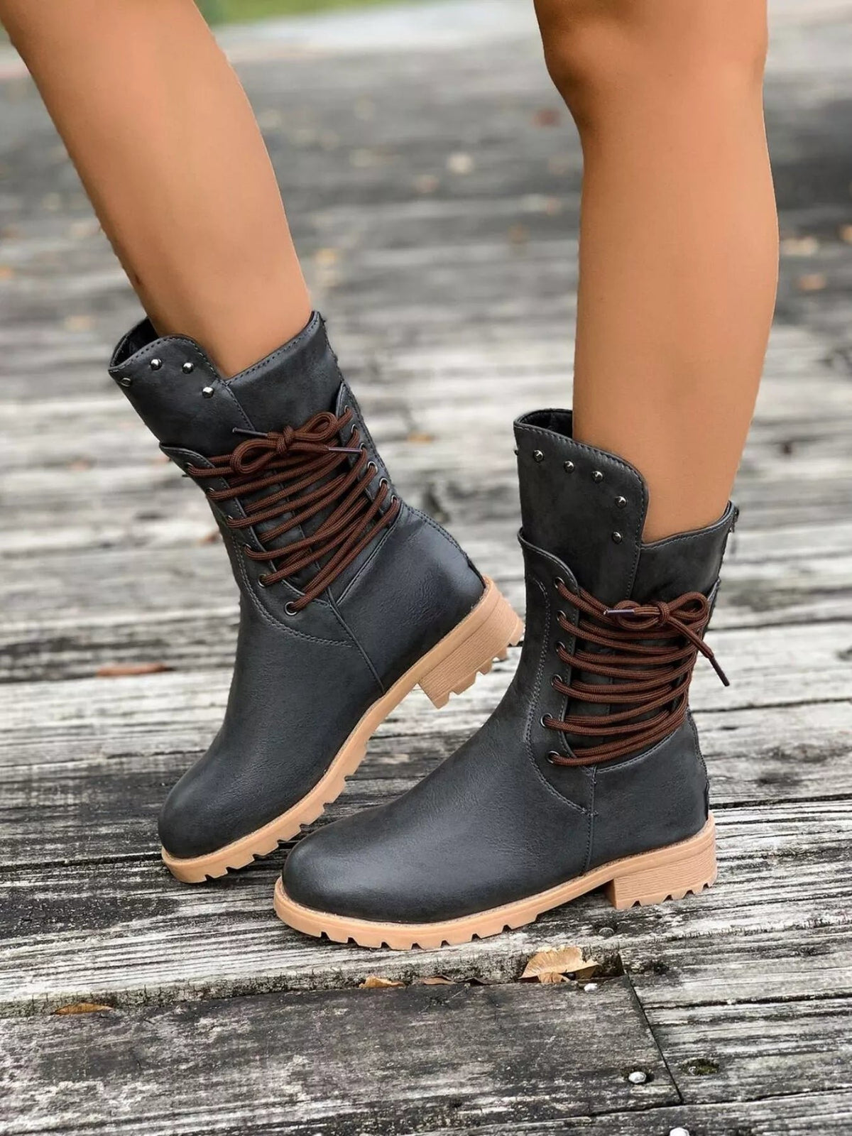 Women's Lace-Up Combat Ankle Boots