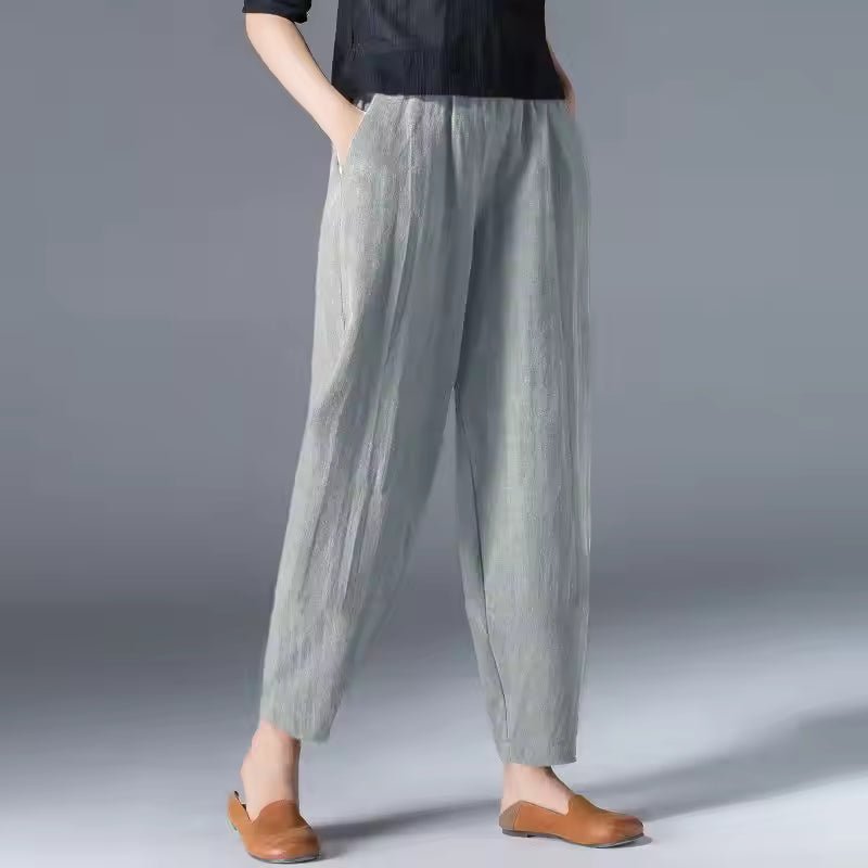 Women's Cropped Harem Trousers - Gray