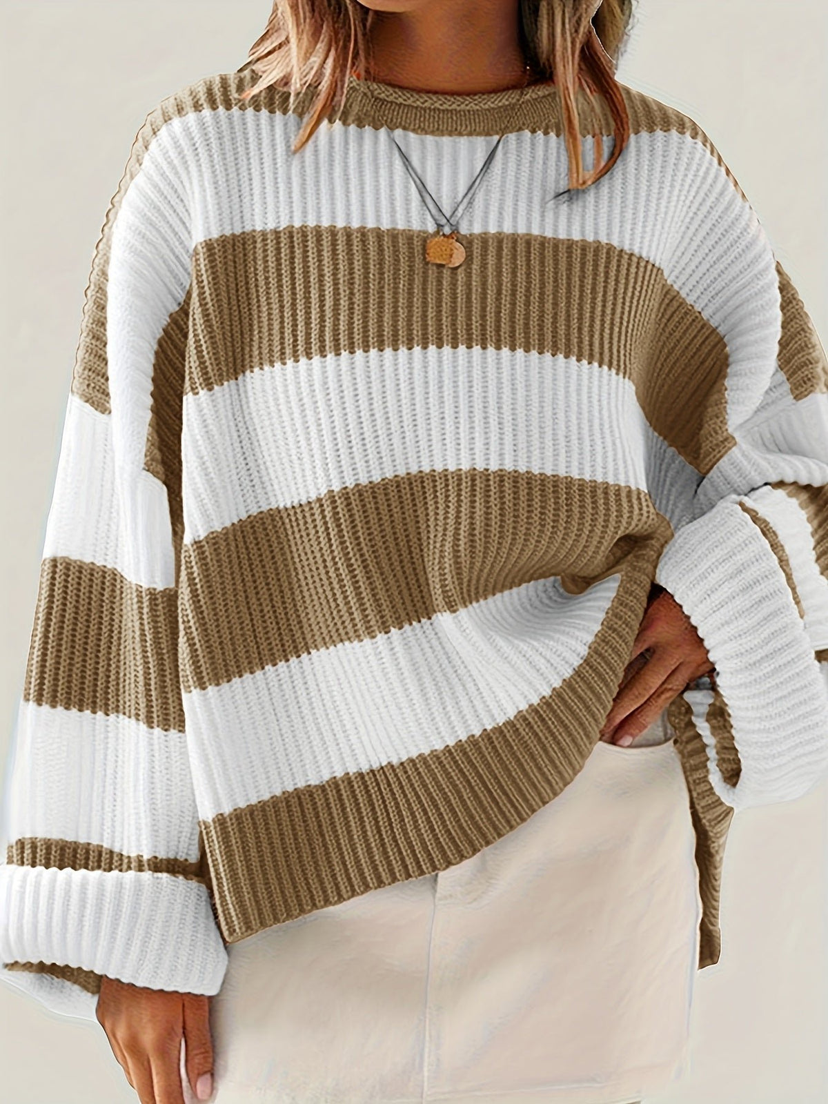 Women's Oversized Striped Knit Jumper