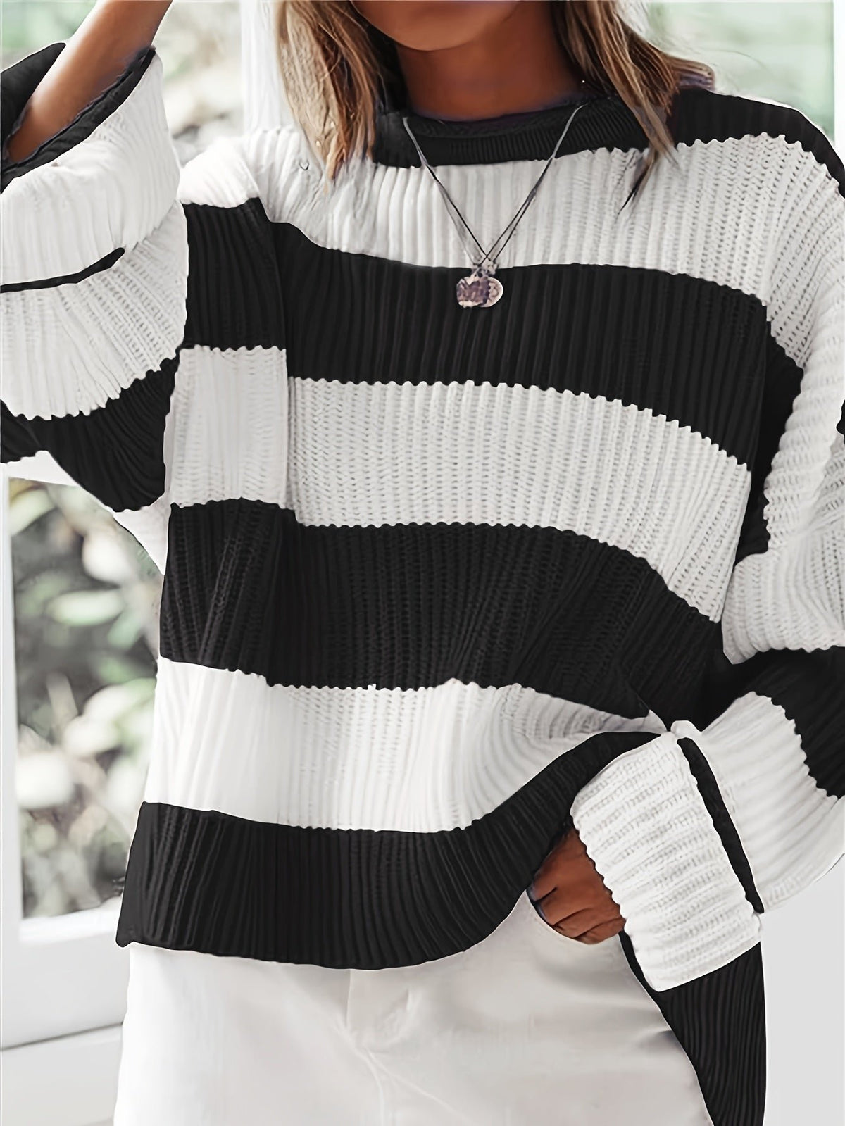 Women's Oversized Striped Knit Jumper