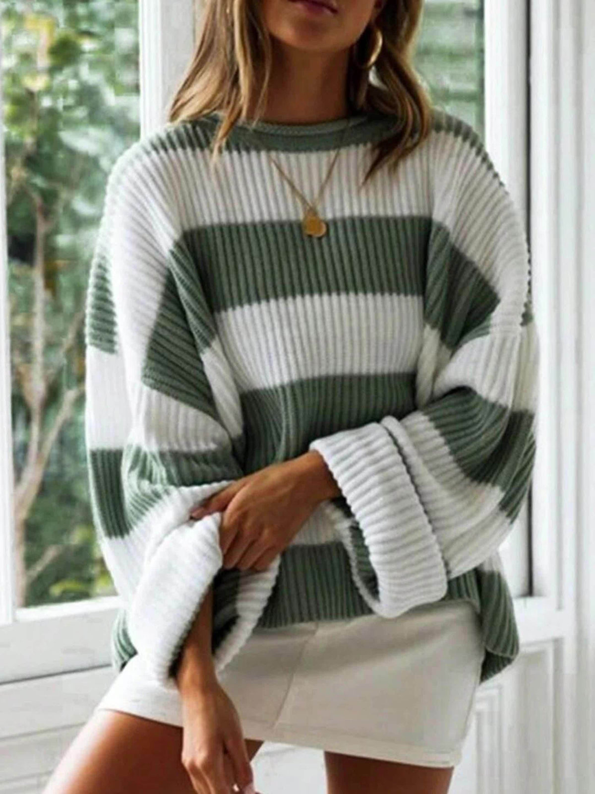 Women's Oversized Striped Knit Jumper