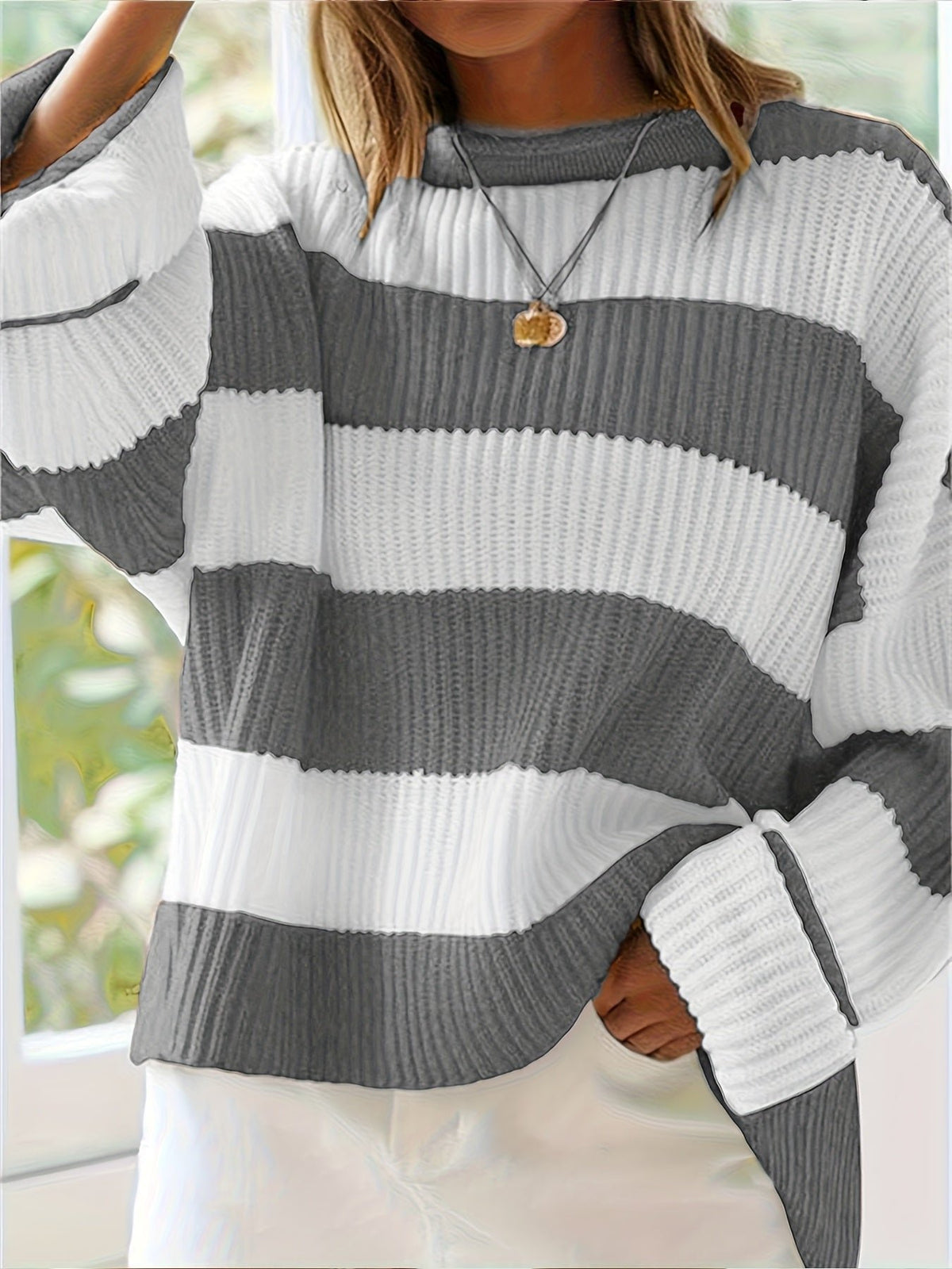 Women's Oversized Striped Knit Jumper