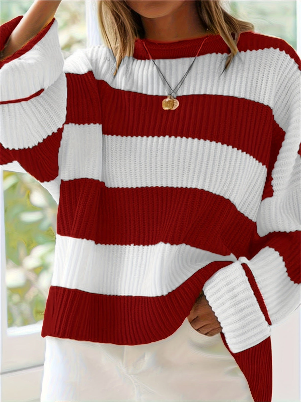 Women's Oversized Striped Knit Jumper