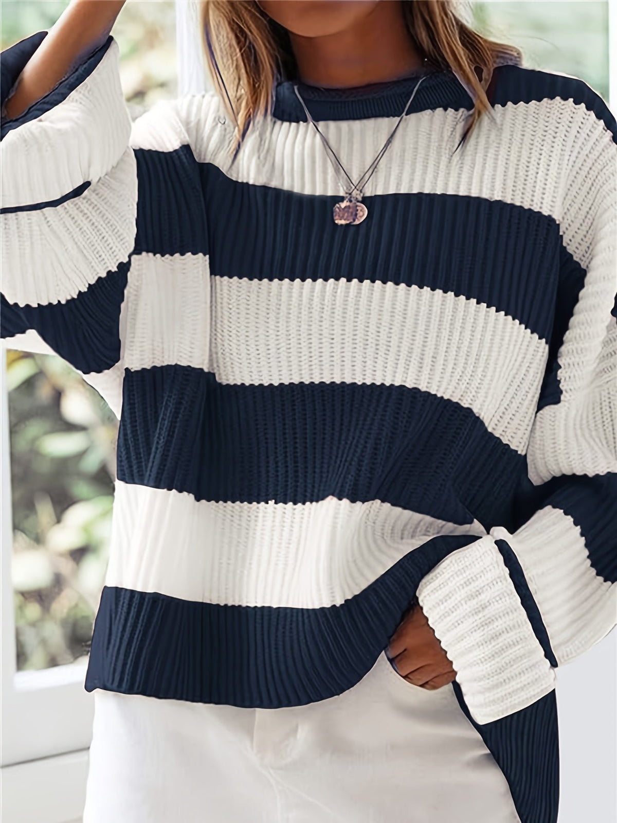 Women's Oversized Striped Knit Jumper