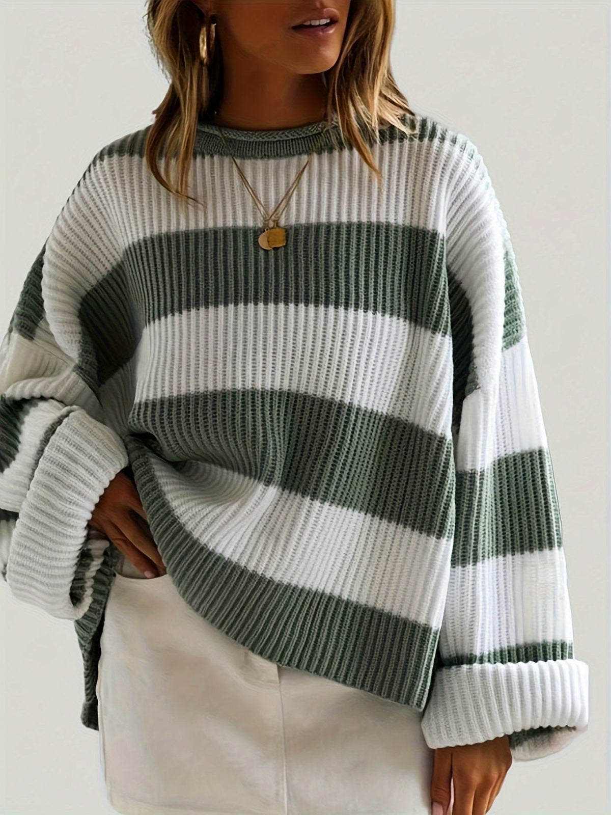 Women's Oversized Striped Knit Jumper