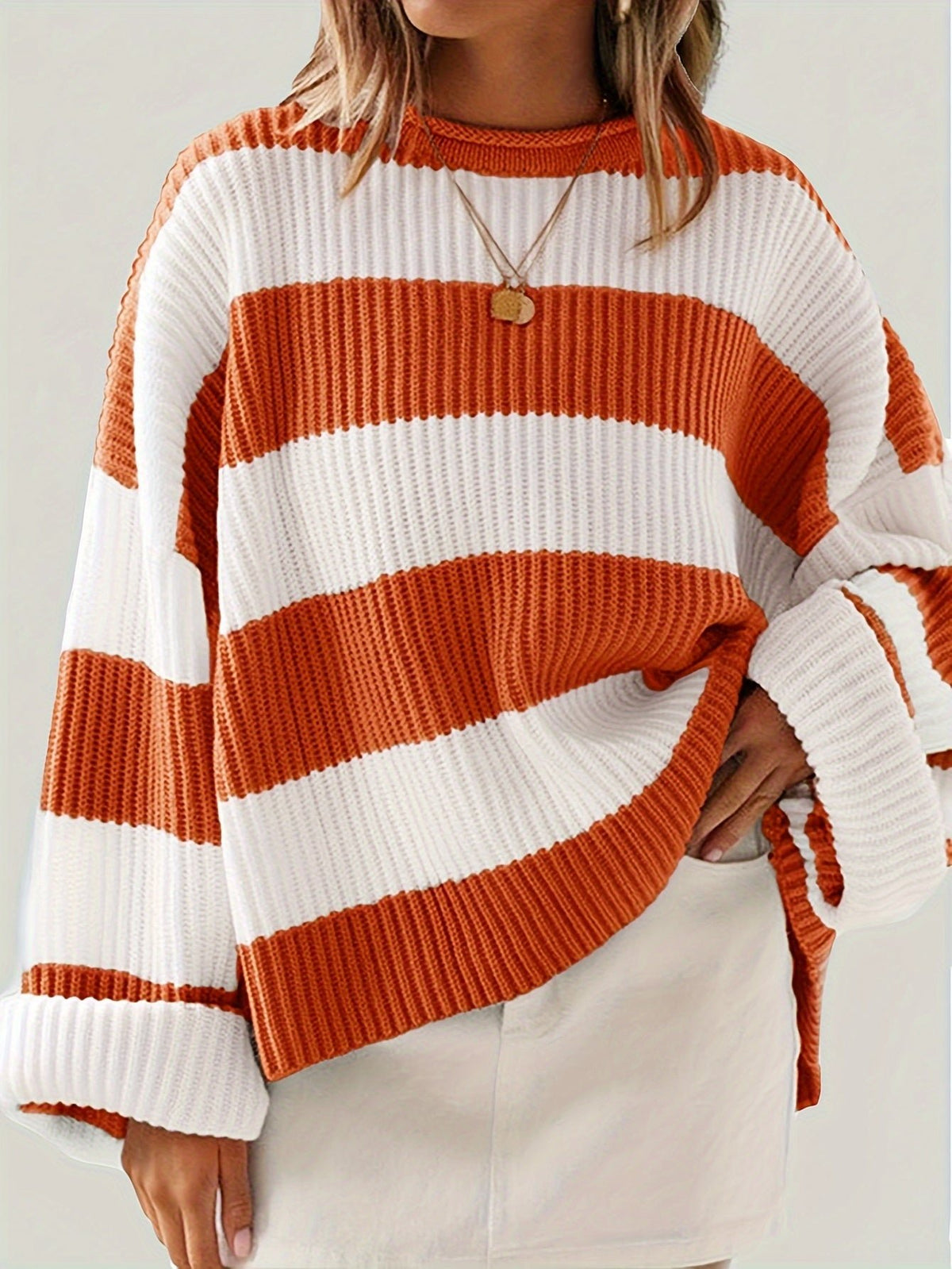 Women's Oversized Striped Knit Jumper