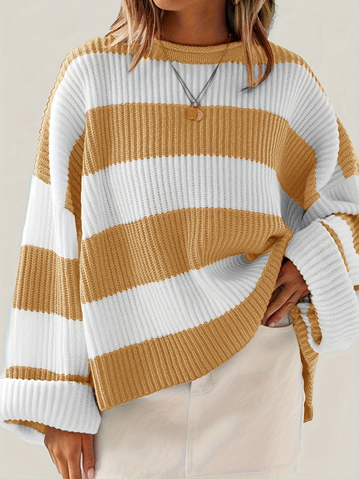 Women's Oversized Striped Knit Jumper