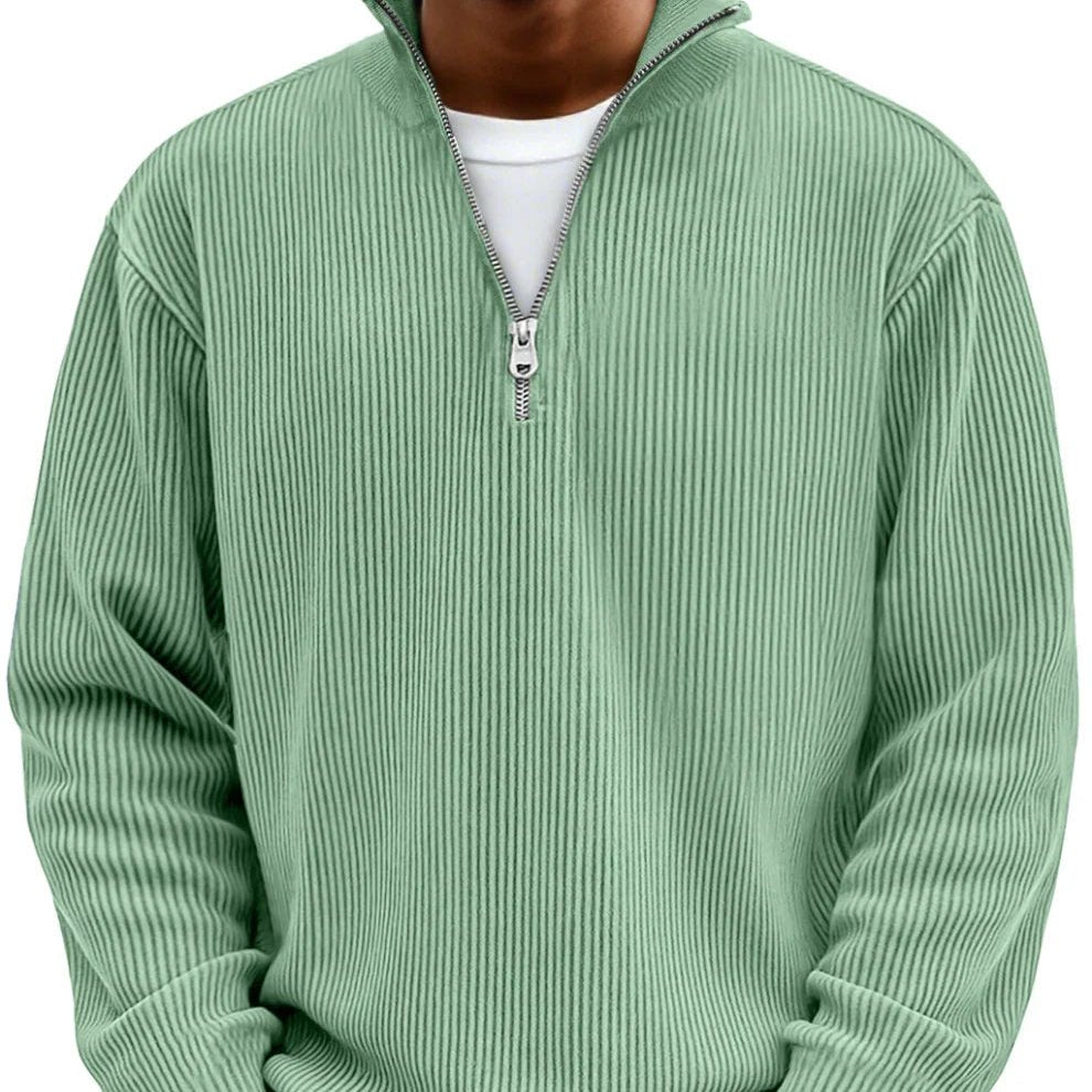 Men's Oversized Knit Quarter-Zip Jumper - Green